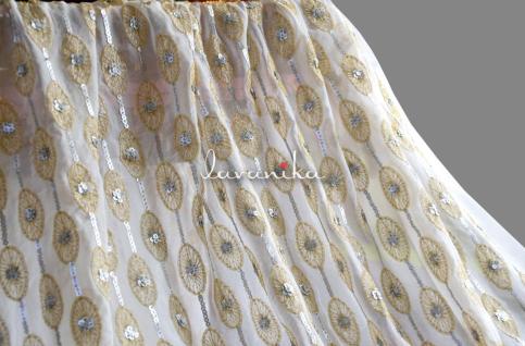 Zari work,Sequin work embroidery on Dyeable Georgette Fabric Dno.10410RFD